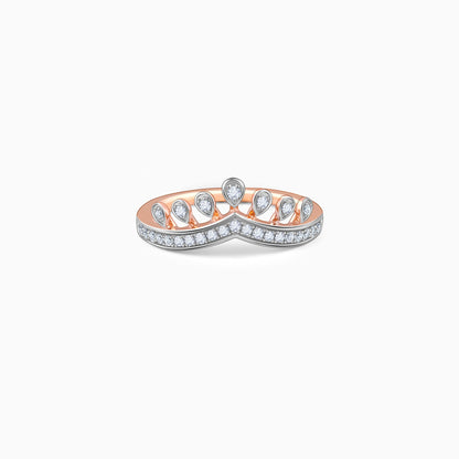 Rose Gold Tiara Crown Lab Grown Diamond Ring