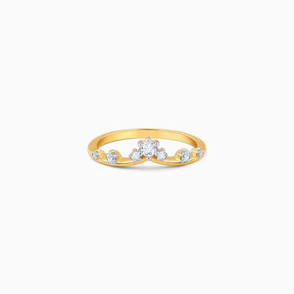 Gold Floral Tiara Lab Grown Diamond Ring