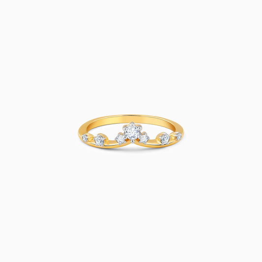 Gold Floral Tiara Lab Grown Diamond Ring