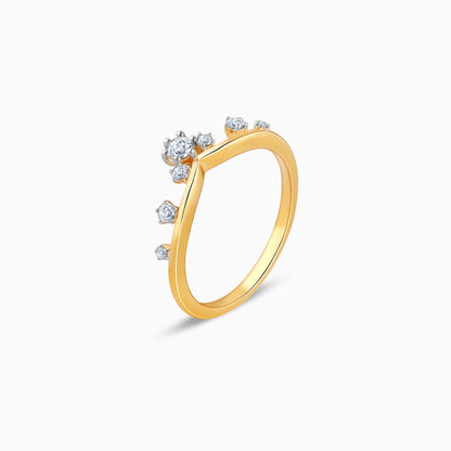 Gold Floral Tiara Lab Grown Diamond Ring