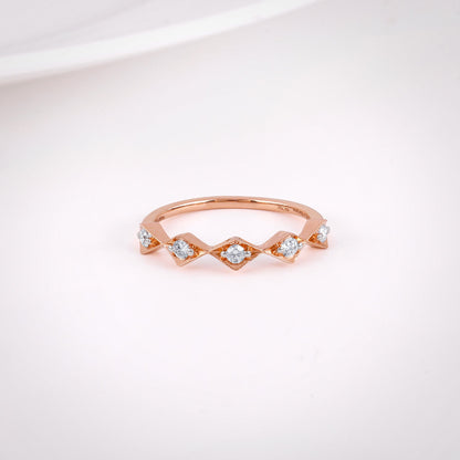 Rose Gold Cute Square Lab Grown Diamond Ring