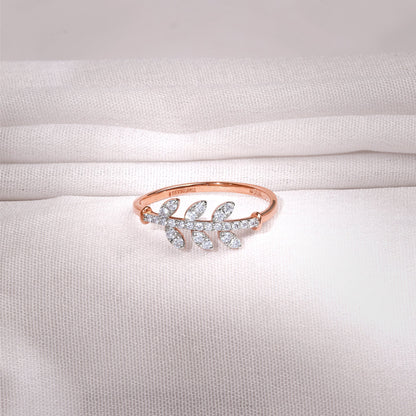 Rose Gold Leafline Lab Grown Dimond Ring