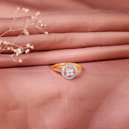 Gold Plumeria Halo Lab Grown Diamond Ring