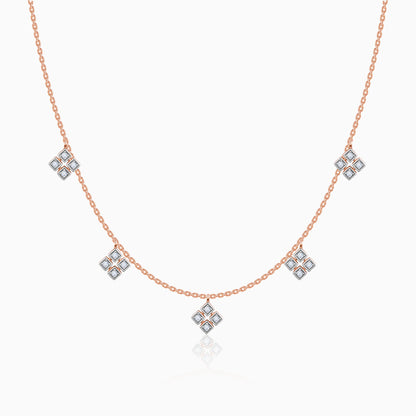 Rose Gold Geometric Lab Grown Diamond Necklace