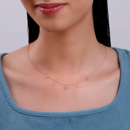 Rose Gold Geometric Lab Grown Diamond Necklace