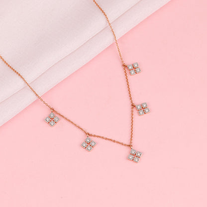 Rose Gold Geometric Lab Grown Diamond Necklace