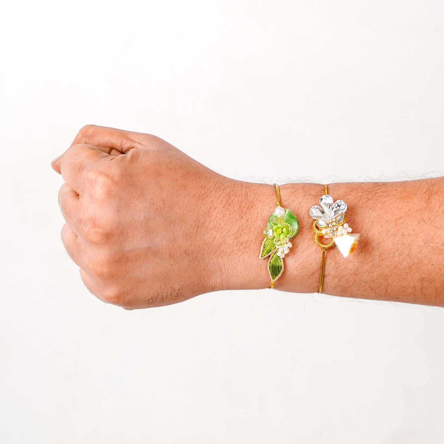 Botanic Bloom And Crystal Charm Rakhi Set of 2