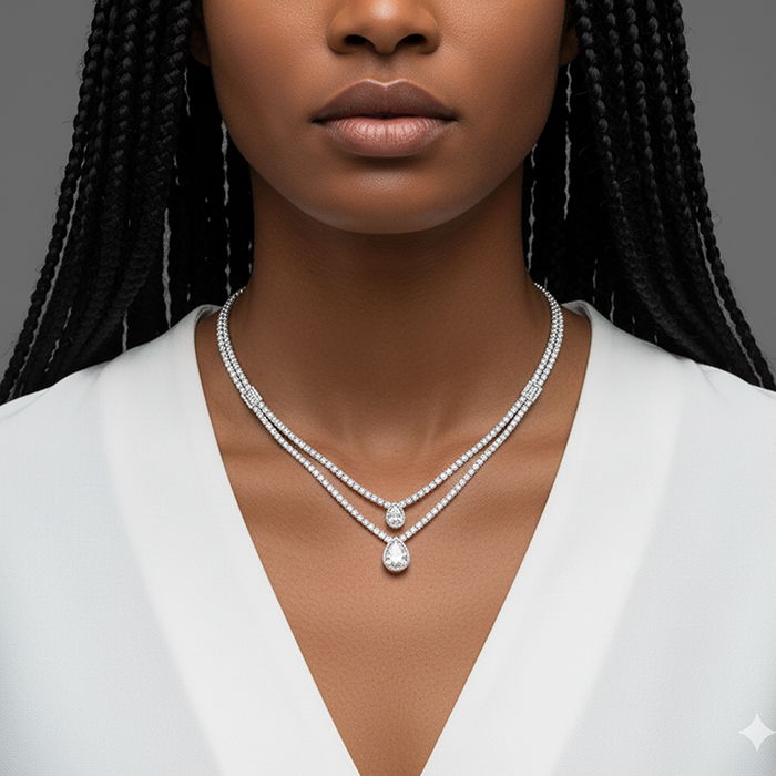 Anushka Sharma Silver Layered Drop necklace