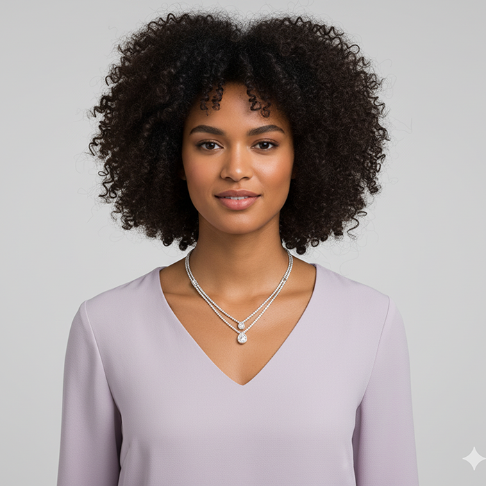 Anushka Sharma Silver Layered Drop necklace