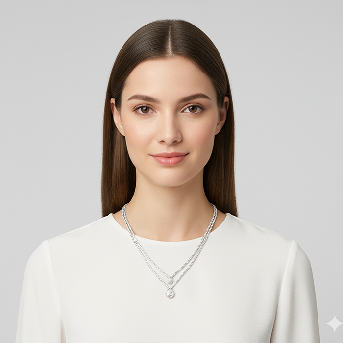 Anushka Sharma Silver Layered Drop necklace