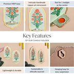 Phool Mirror Work Tealight Candle Holder Lippan Wall Art Set Of 2