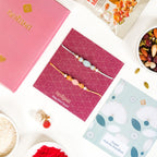 Beaded Two Rakhis Gift Set Of 4 With Box And Card