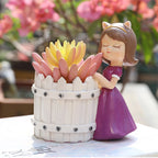 Girl With Basket Planter