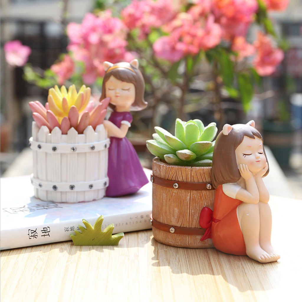 Girl With Basket Planter