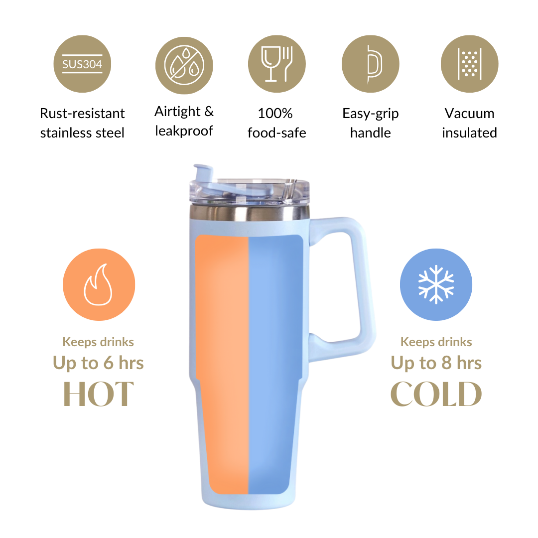 Glacio Leakproof Insulated Water Tumbler With Handle Arctic Blue 850ml