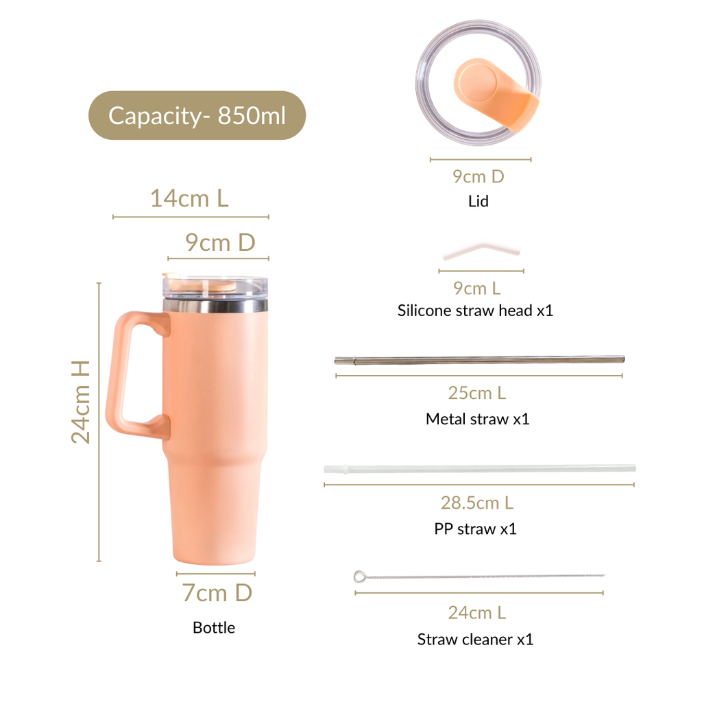 Glacio Spillproof Stainless Steel Water Bottle Soft Apricot 850ml