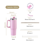Glacio Stainless Steel Water Bottle Apt For Car Cup Holder Baby Rose 850ml