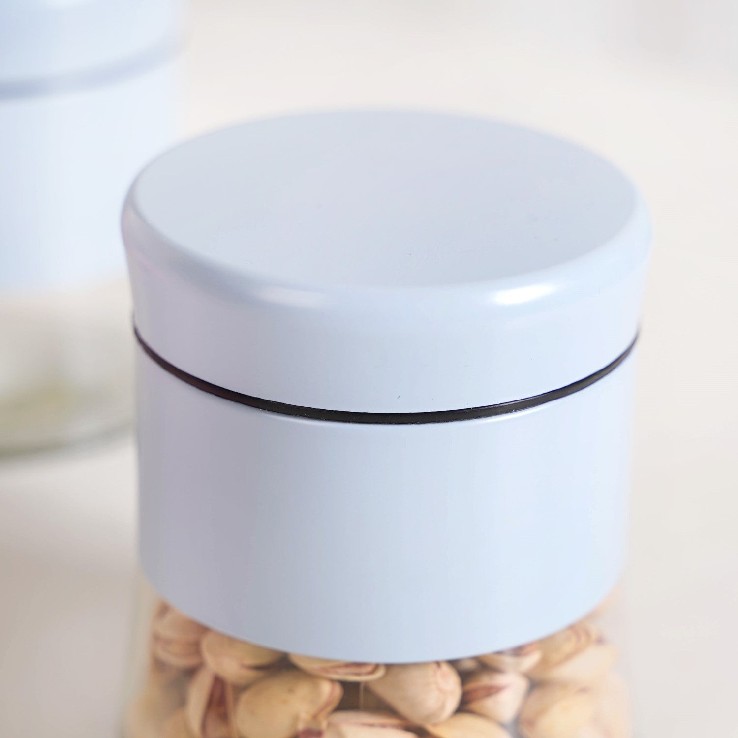 Blue Winnie Glass Jar With Metal Cover Set Of 4 600ml