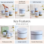 Blue Winnie Glass Jar With Metal Cover Set Of 4 600ml