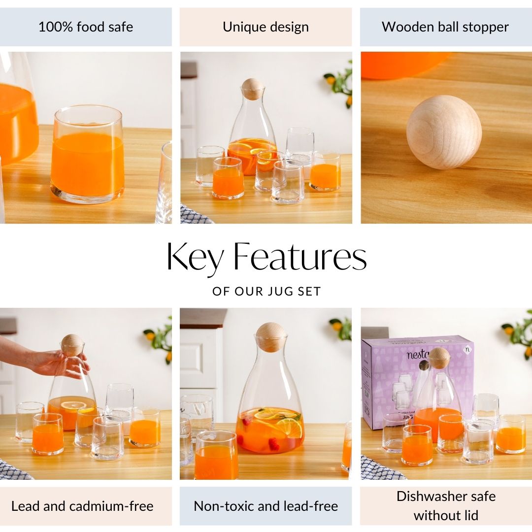 Glass Decanter With Glasses Set Of 7