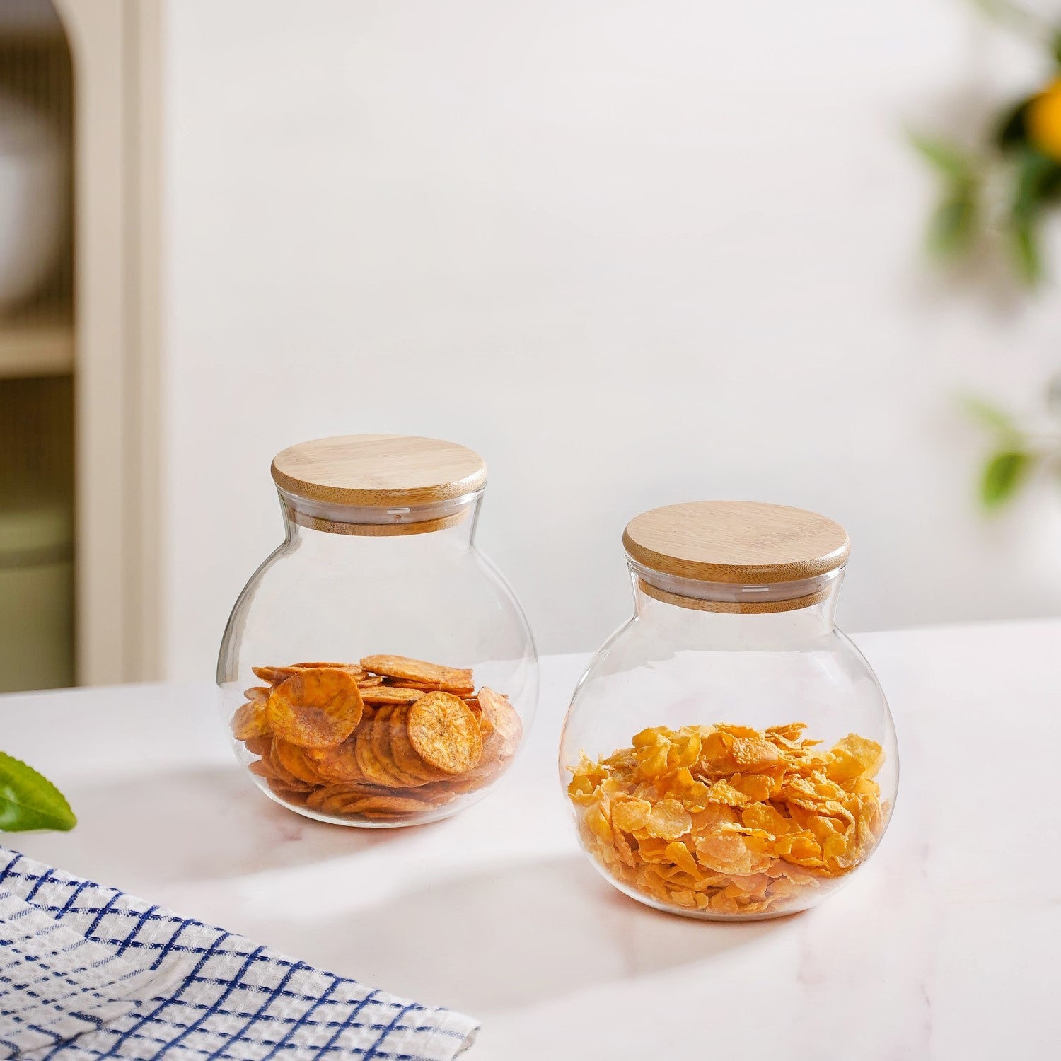 Glass Jar With Wooden Lid Small Set Of 2 500ml