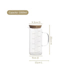Glass Jug With Measuring Marks And Bamboo Lid 1000ml