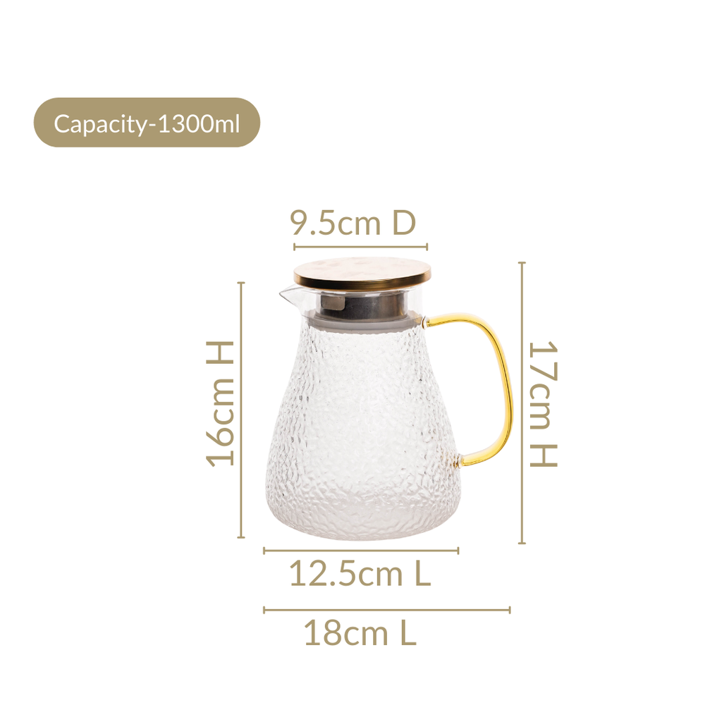 Glass Jug With Texture 1300ml