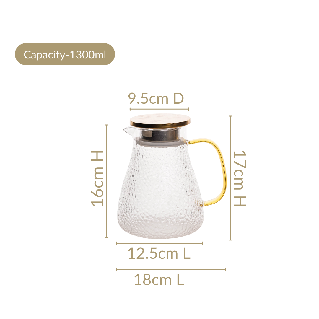 Glass Jug With Texture 1300ml