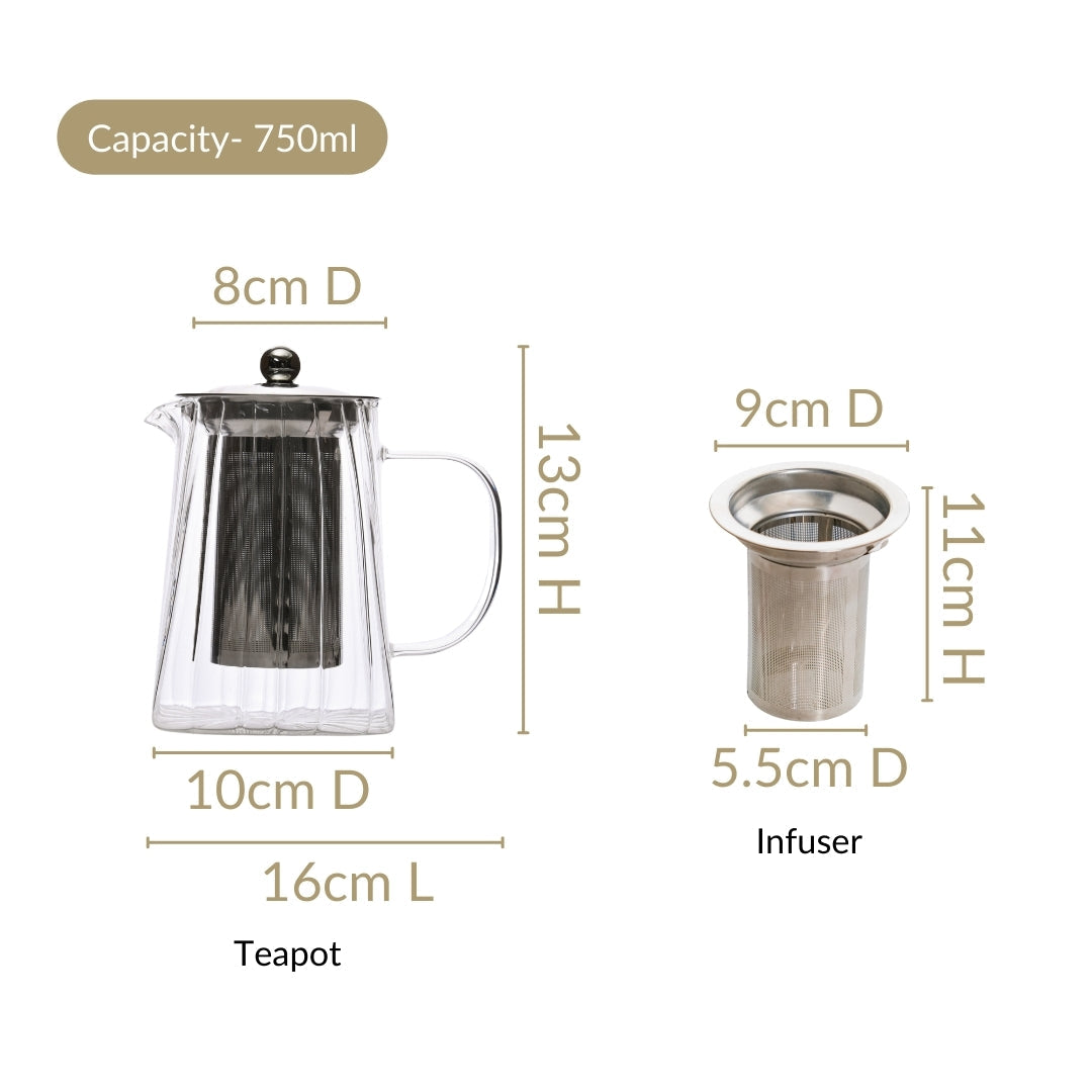 Flame Safe Glass Teapot With Filter 750ml