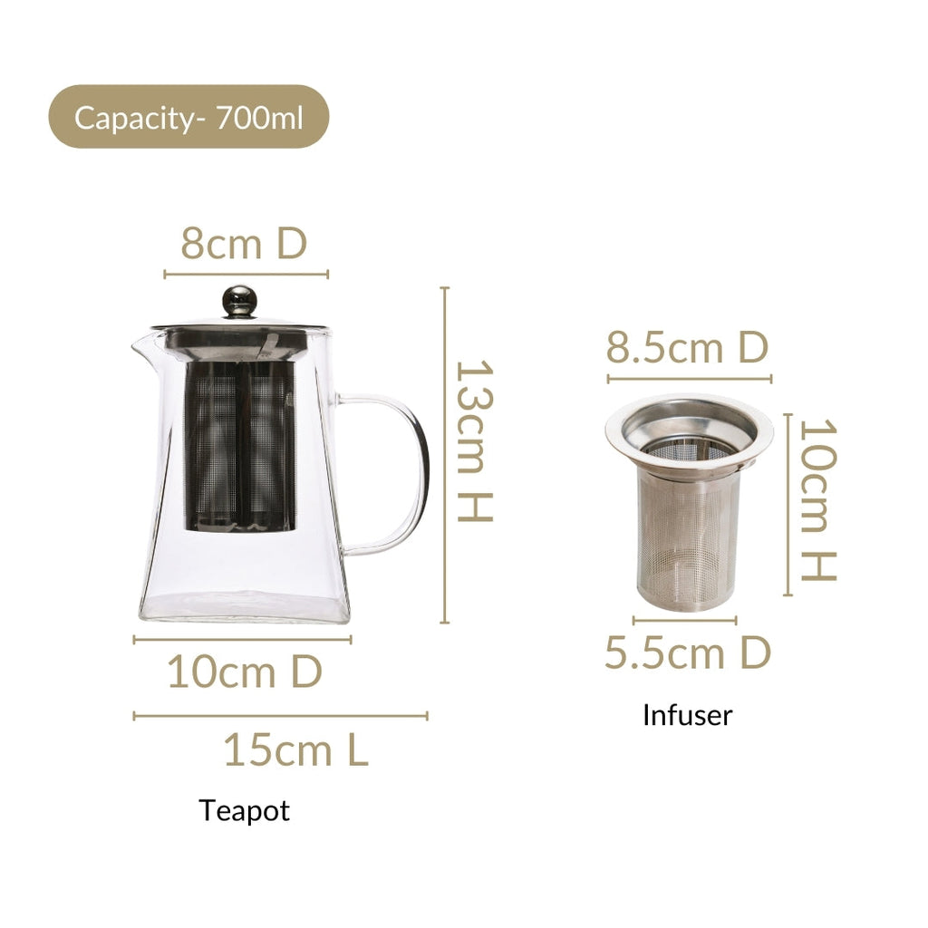 Glass Teapot With Infuser Flame Safe 700ml