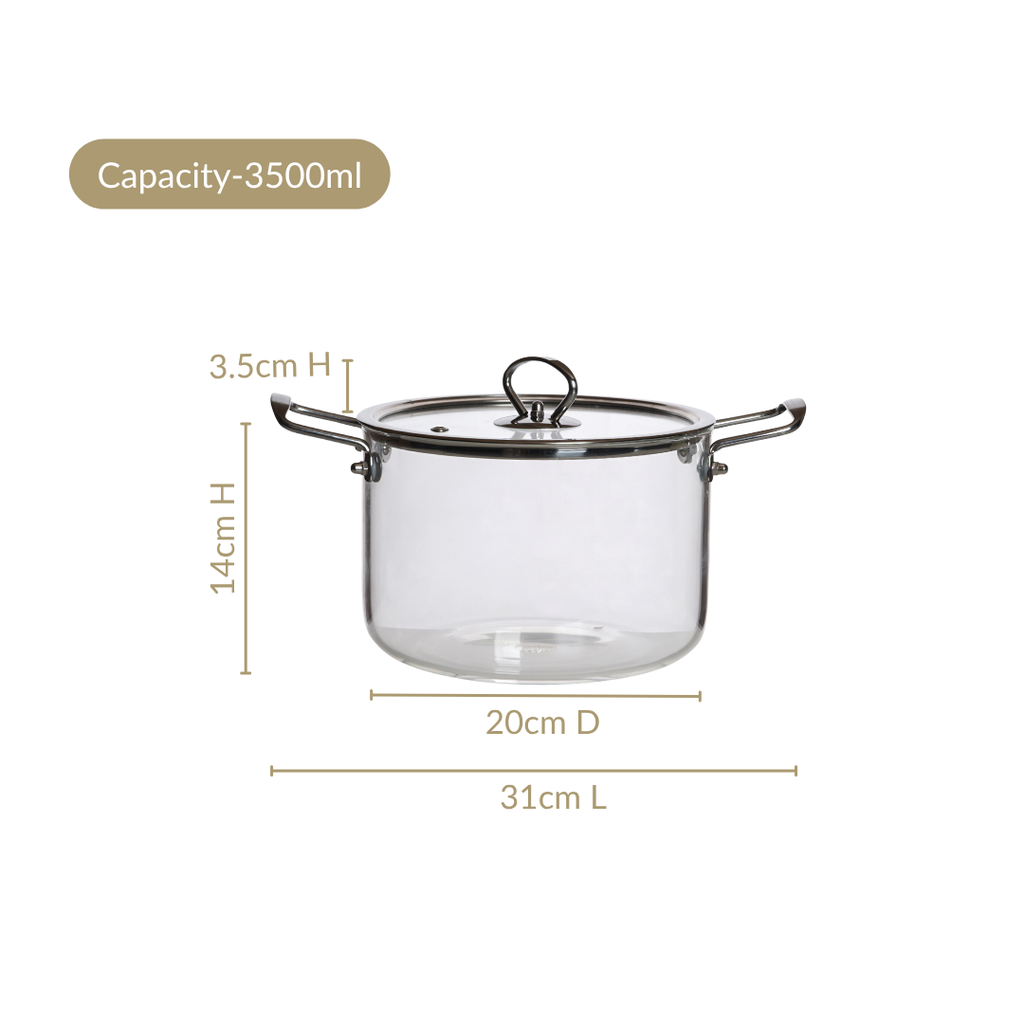 Glass Cooking Pot Medium 3500ml