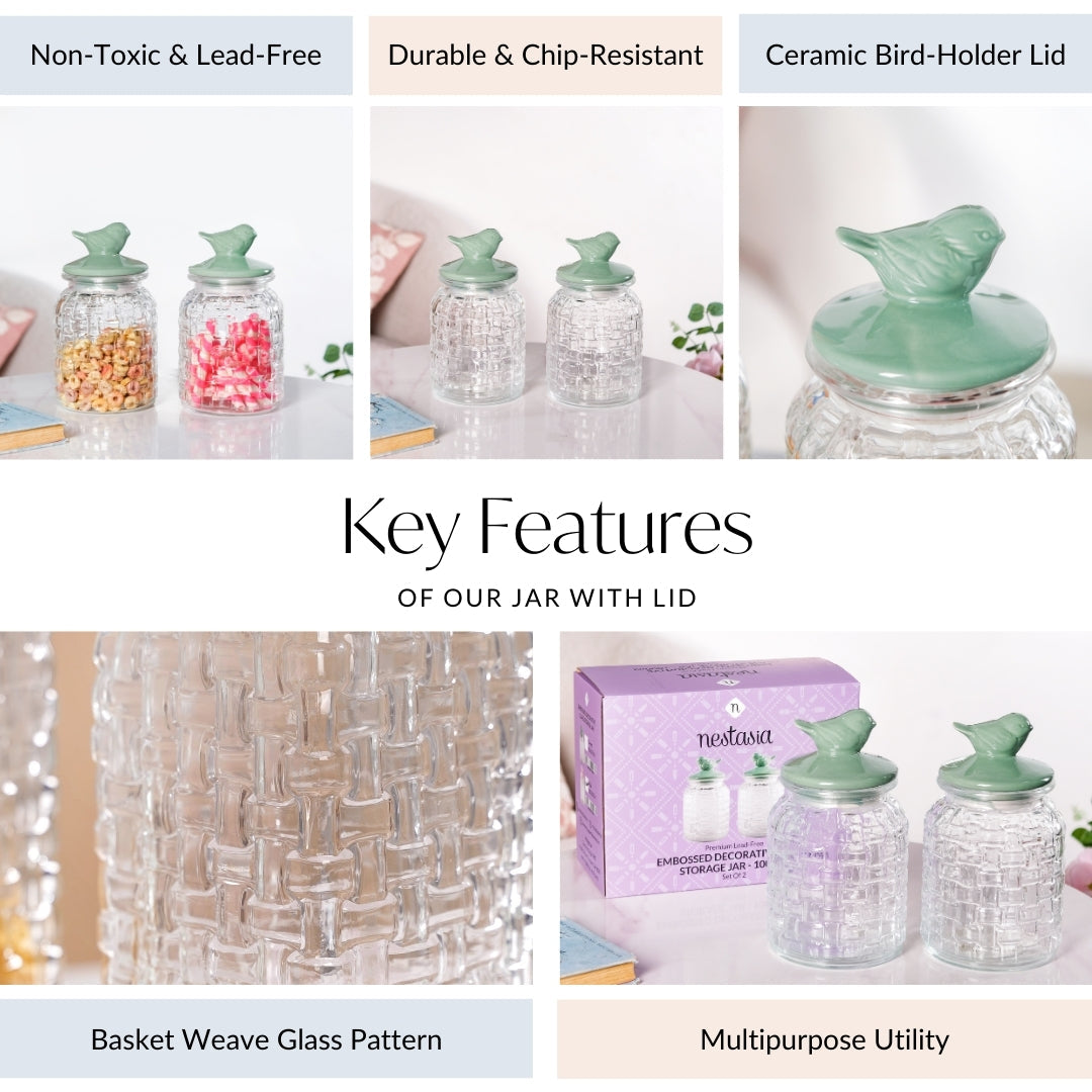 Glass Jar With Ceramic Airtight Lid Set Of 2 1000ml