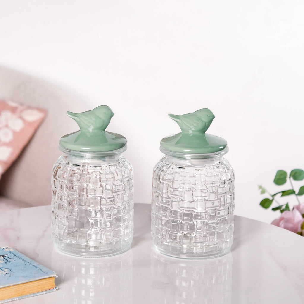 Glass Jar With Ceramic Airtight Lid Set Of 2 1000ml