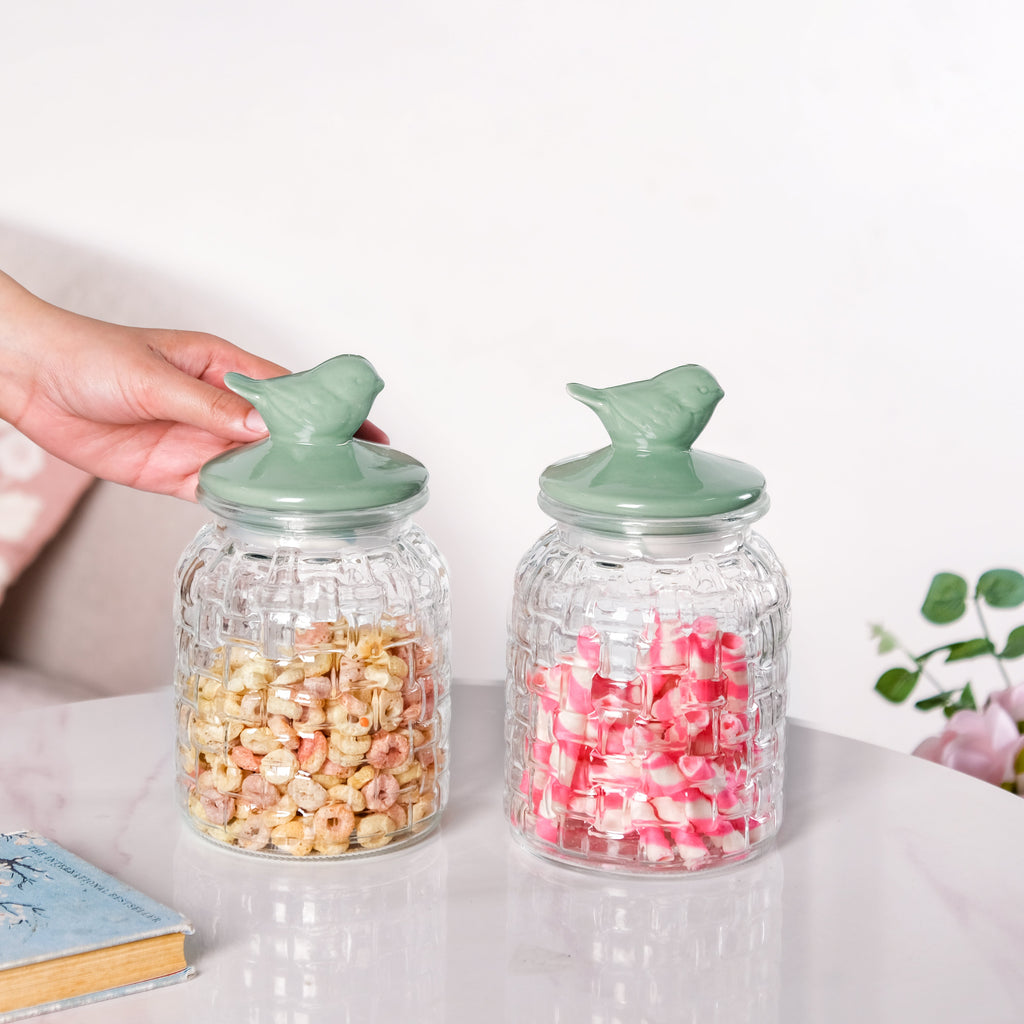 Glass Jar With Ceramic Airtight Lid Set Of 2 1000ml