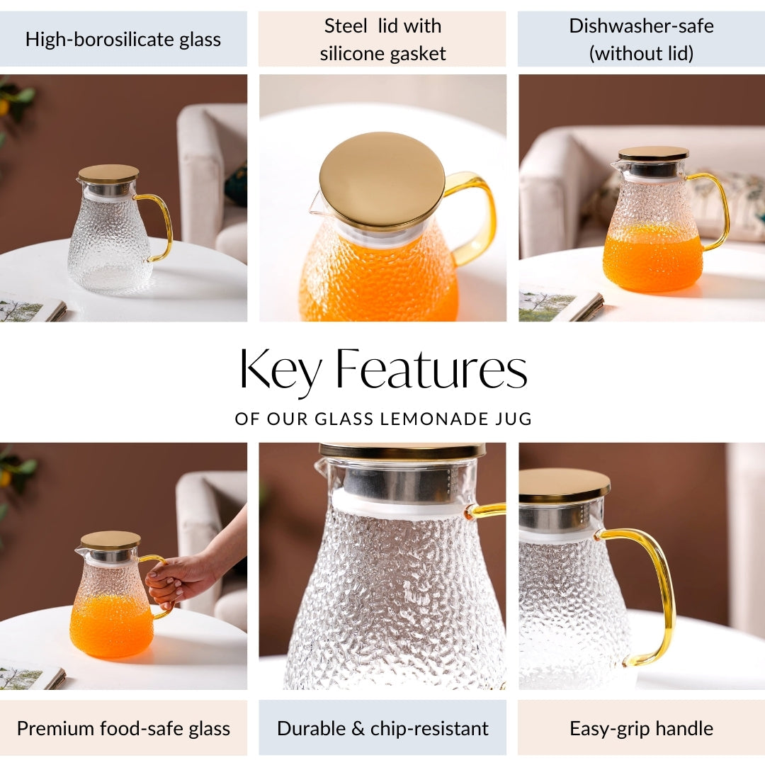 Glass Jug With Texture 1300ml