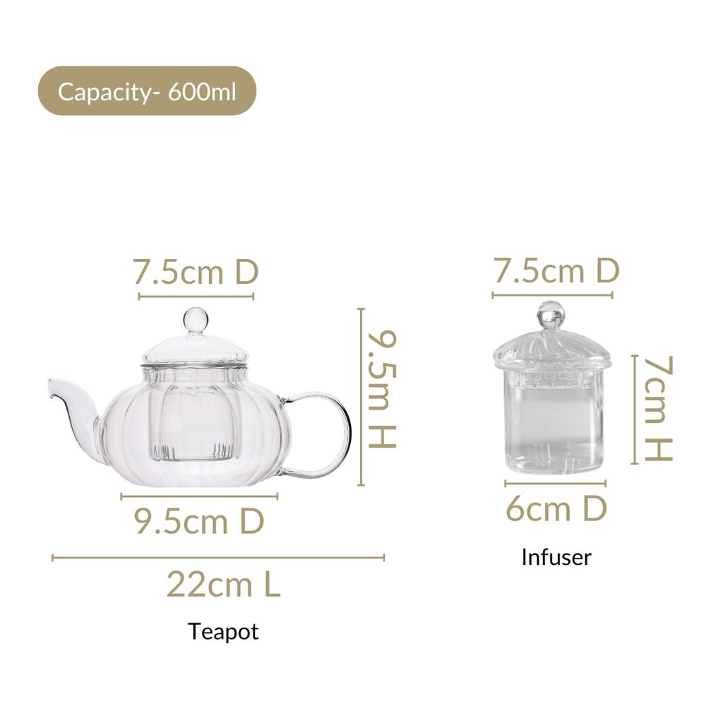 Classic Glass Tea Pot With Infuser 600ml