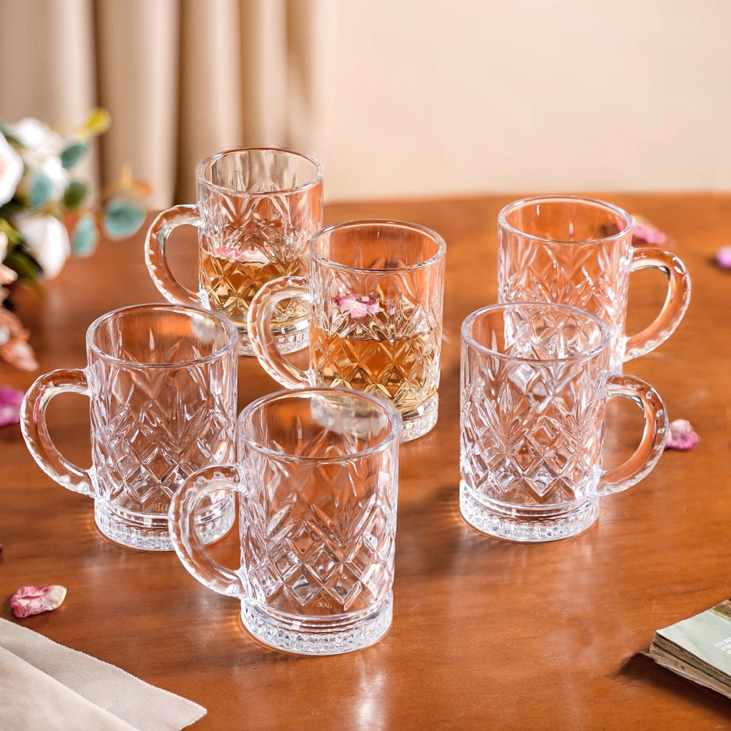 Engraved Glass Mugs Set Of 6 200ml