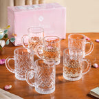 Engraved Glass Mugs Set Of 6 200ml
