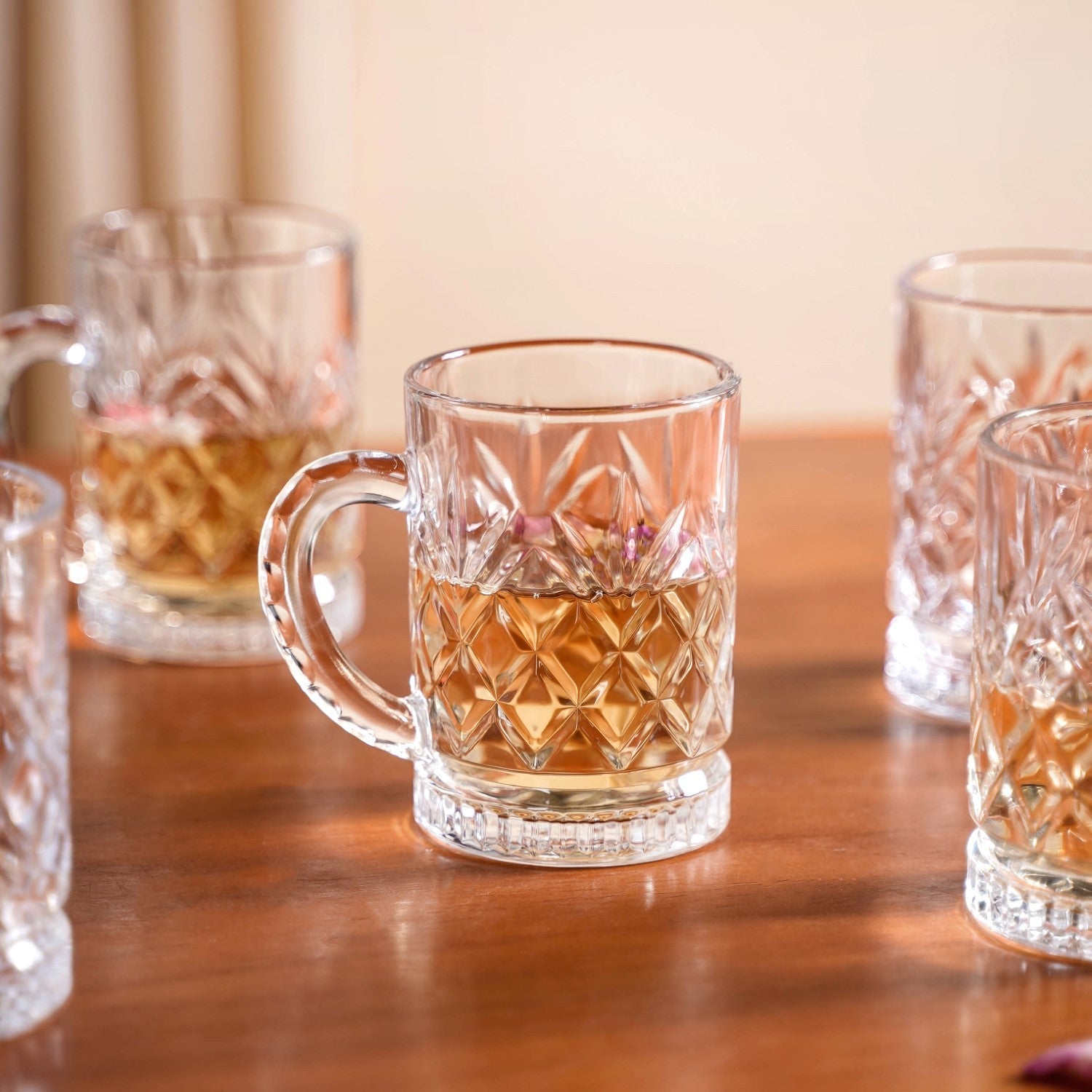 Engraved Glass Mugs Set Of 6 200ml