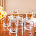 Diamond Embossed Glass Cup Set Of 6 200ml