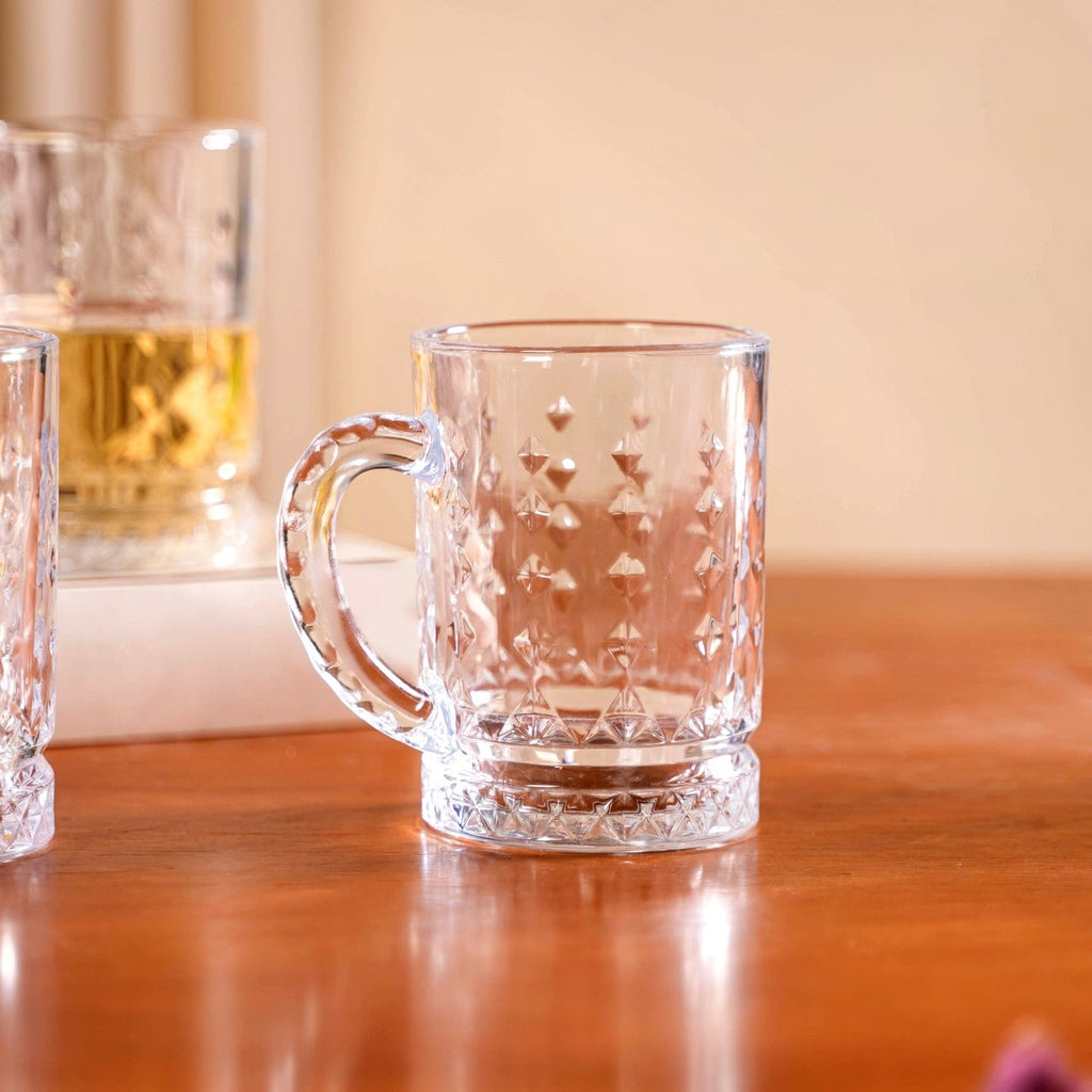 Diamond Embossed Glass Cup Set Of 6 200ml