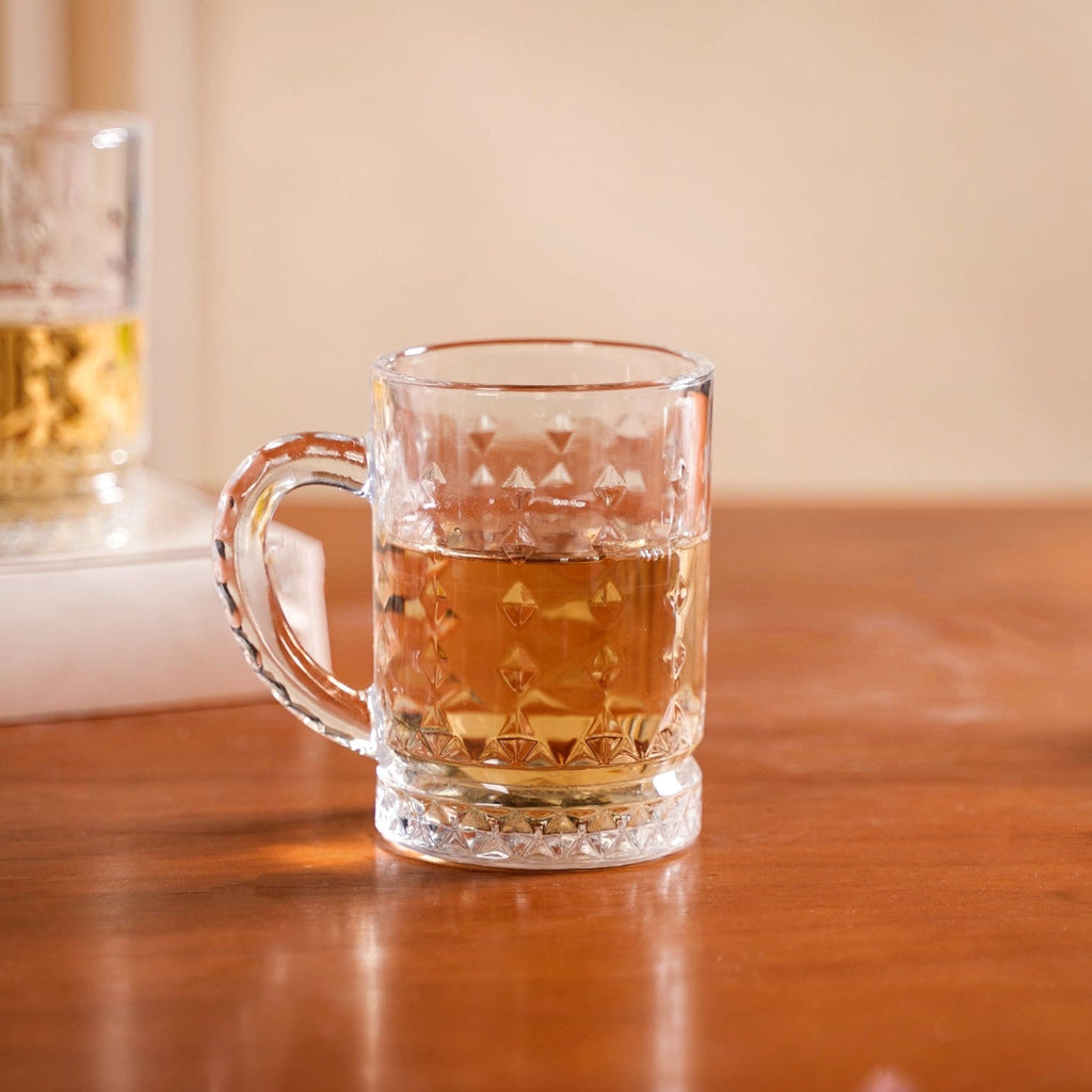 Diamond Embossed Glass Cup Set Of 6 200ml