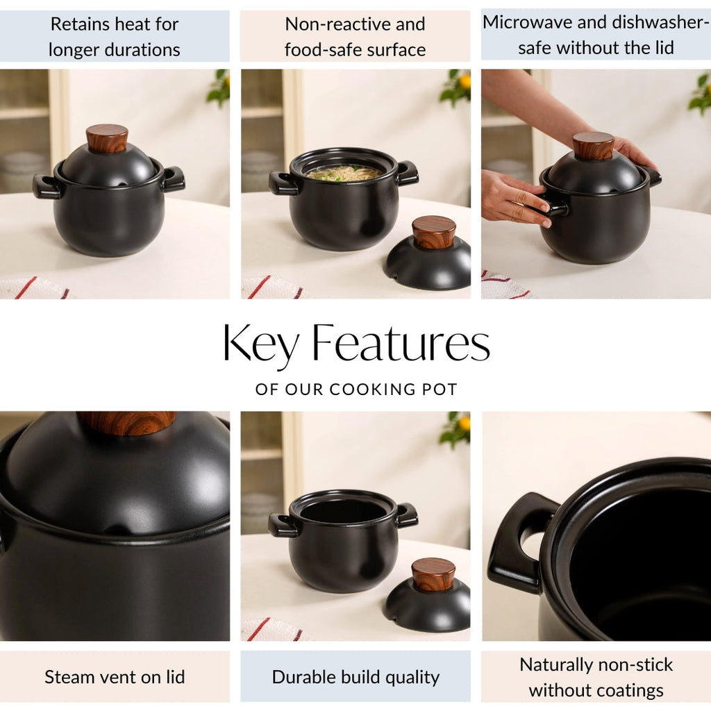Claymist Chinese Style Ceramic Cooking Pot 1700ml