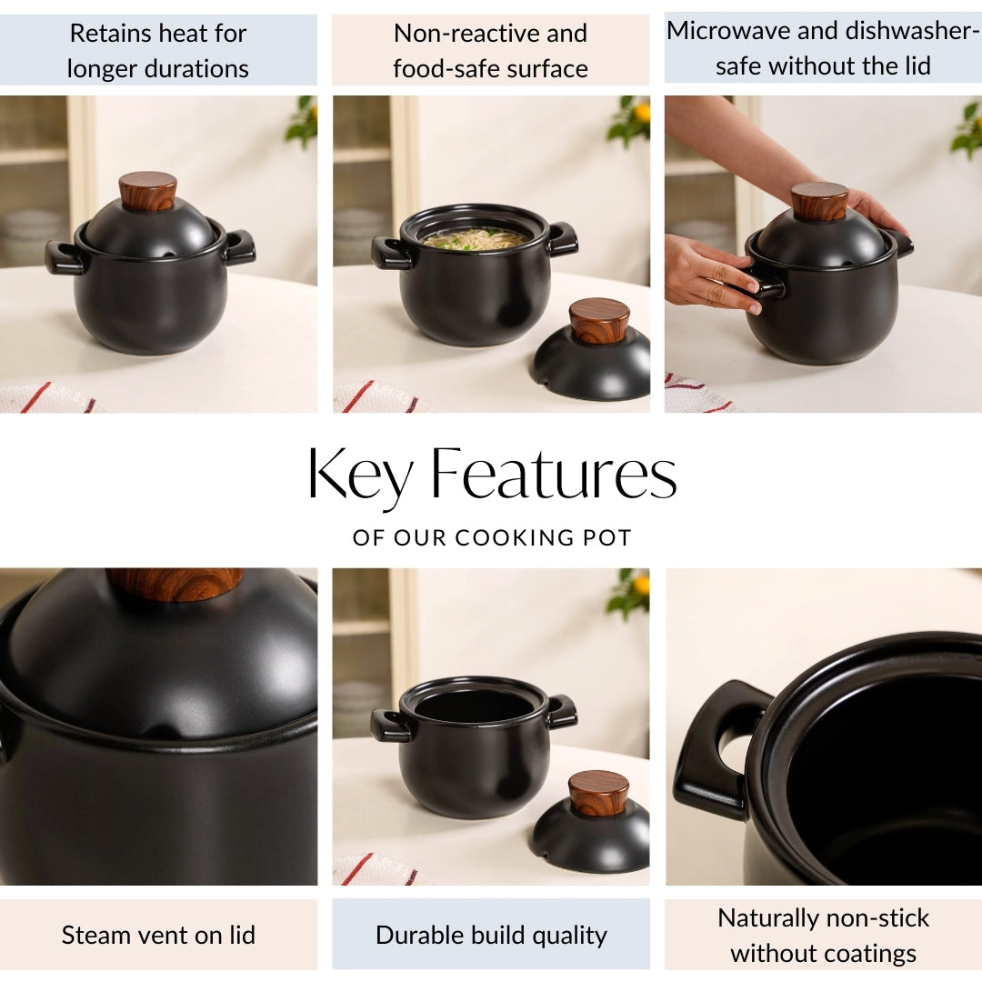 Claymist Chinese Style Ceramic Cooking Pot 1700ml