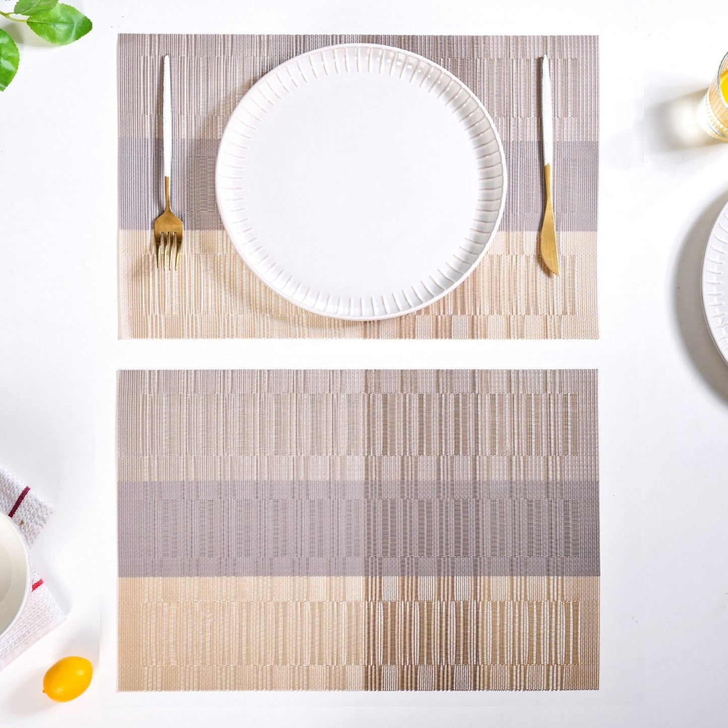 Gold And Brown Mat Set Of 6