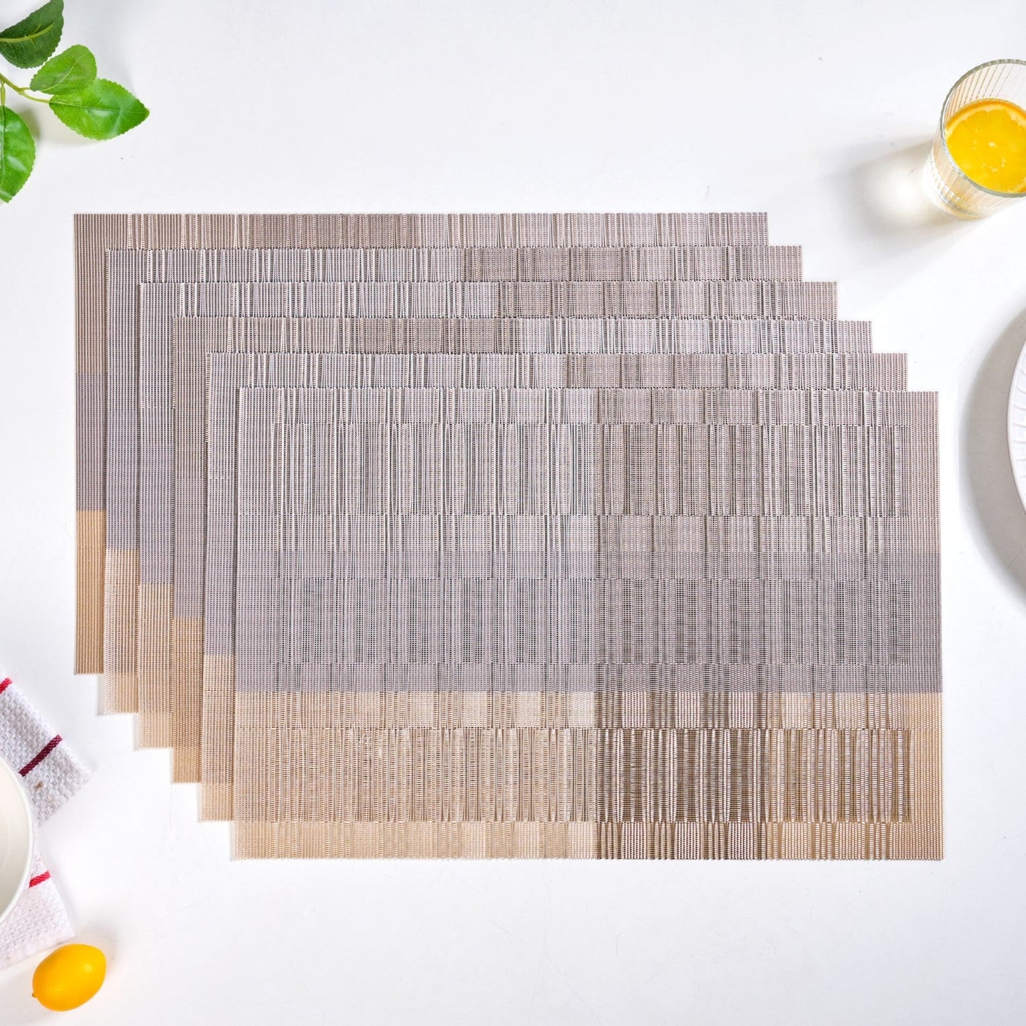 Gold And Brown Mat Set Of 6