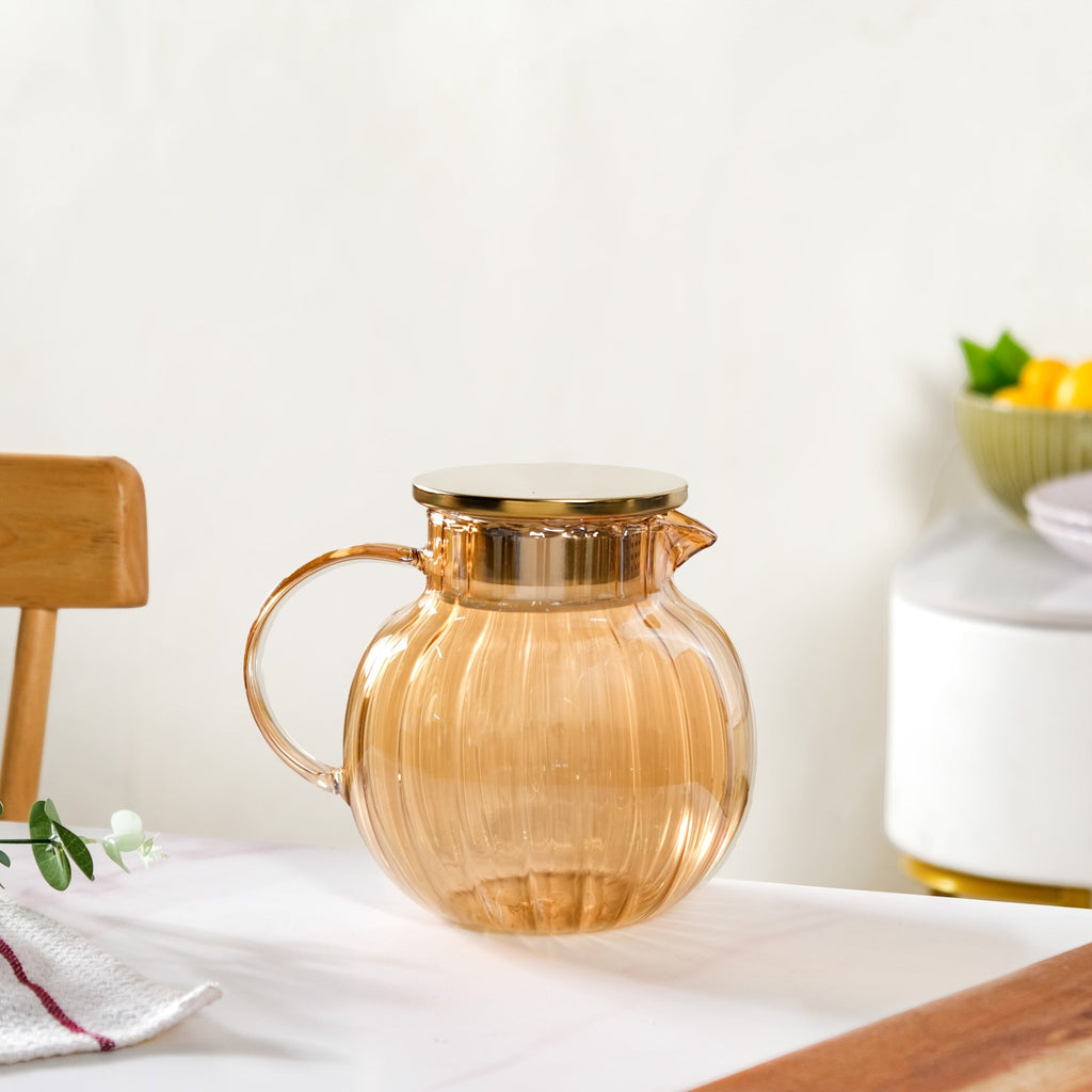Amber Borosilicate Glass Pitcher 1300ml