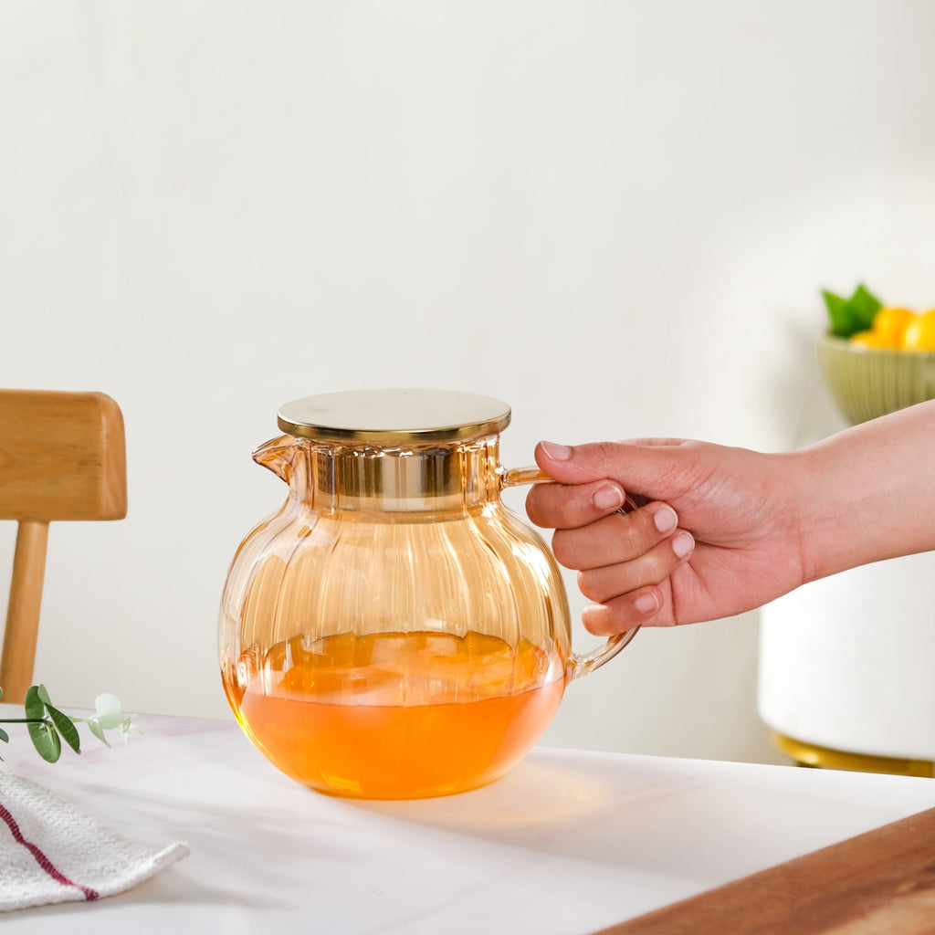 Amber Borosilicate Glass Pitcher 1300ml