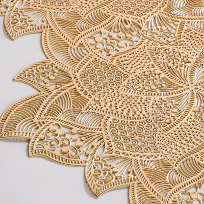 Floral Cutwork Table Runner Gold 90x35cm