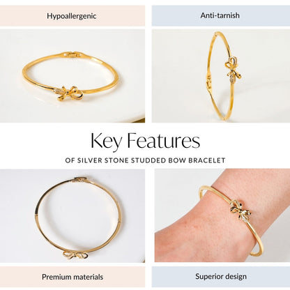 Gold Stone Studded Bow Bracelet